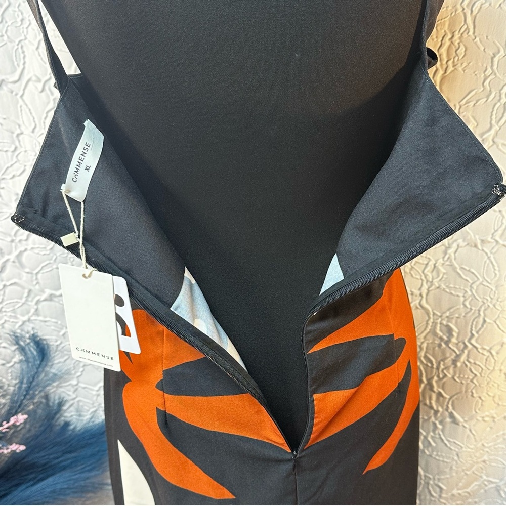 Commense- Cut Out Sleeveless Black,White, Orange Abstract Maxi Dress (XL)‼️NWT‼️ - Picture 14 of 16